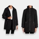 SOIA & KYO  Anorak‎ Utility Black Hooded Rain Jacket Size Medium Toggle Trench Photo 12