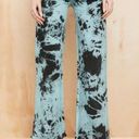 Dolls Kill FLAWS  Current Mood Ride Or Dye Wide Leg Jeans Teal Tie Dye Medium Photo 2