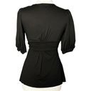 Arden B VINTAGE  leather corset waist deep V-neck puff sleeve blouse peplum top. Photo 3
