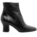 The Row  Bowin Black Leather Curved Heel Zip Up Curved Block Heels Ankle Boots Photo 2