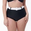 Unique Vintage  Black & White Belted Swim Bottoms M Photo 0