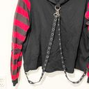 Hot Topic  Plus Size 1X Red & Black Stripe Harness Crop Hoodie Long Sleeve Goth Photo 2