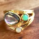 Aura  Quartz Ring with Gold Toned Band & Setting Photo 1