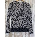 Magaschoni Women's  Gray Leopard Print 100% Cashmere Sweater Medium Animal Print Photo 6