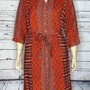 Coldwater Creek  NWT Size 18W Red Aztec Print Button Down Shirt Dress w/ Tie Belt Photo 0