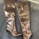 Qupid Gorgeous Rose Gold Metallic Mirror Pointy Toe Knee High Boots Size 5.5 NWOT NWOB Photo 3