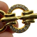 Swavorski Vintage Swarovski swan circle bar gold tone brooch Photo 5