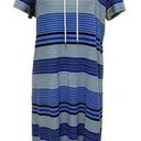 Talbots Shirt Dress Summer Cotton Knit Size Medium Blue Nautical Stripe Photo 0