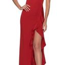 La Femme  Flutter Slit Trumpet Gown in Red Size US 00 Photo 7