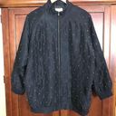 Vintage Venezia Vitale Windbreaker Jacket 100% Silk Black Fringe Stud Size 1X Photo 0