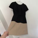 BCBGMAXAZRIA  Hannah Dress Black Tan Brown Colorblock Color Block Fit Flare Mini Photo 4