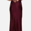 La Femme Ruched Jersey Gown Dark Berry Prom Dress Photo 4