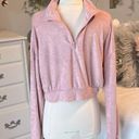 Cloud Chaser Plush Pullover Powder Blush Quarter Zip Cropped Top Womens Large  Photo 6