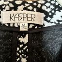 Kasper  Blazer Womens 12 Black White Print Soft Shell Hidden Pockets Jacket Photo 6