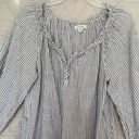 Max Studio  Shirt Women Medium Gray Stripe Long Sleeve V-Neck Photo 1