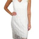 Bisou Bisou  White Lace V-Neck Lace Up Formal Mini Dress Size 8 Photo 0