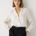 J.Crew  Drapey Ruffle Trim Ivory Viscose Blend Button Down Blouse Shirt Size M Photo 14