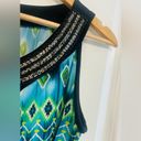 Notations  Womens Sleeveless Blue Green Top With Beading Around The Neck (15 Photo 4