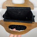 Nicole Miller  Collection Knit Boho Clutch Wood Handle Purse Handbag Snap Button Photo 14