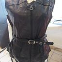 Vtg Siena Studio Women's lg Black Soft Leather Vest w/belt Moto Y2k Goth Grunge Photo 0