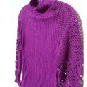 Bongo  Emily Purple Cut Out Turtleneck Top Ribbed Shirt Stretch Juniors L XL NWT Photo 0