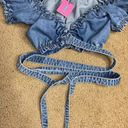 Edikted Denim Molly Crop Top Wrap Around Size XS / Small. Photo 0