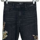 Abercrombie & Fitch  Simone High Rise Ankle Jeans Black Floral Embroidered Photo 3