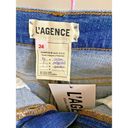 L'Agence  NWT Audrey Gold Zipper‎ Womens High Rise Frayed Denim Shorts Size 24 Photo 5