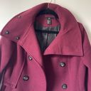 H&M Maroon Red Wool Blend Classic Pea Coat Mid Length Fitted Jacket size 4 Photo 5