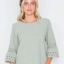 Hidden Alley  Eyelet Bell Sleeves Top Womens Size M Gauze Cotton Sage Green‎ Photo 0