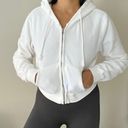 John Galt  White Cropped Full Zip Up Hoodie Size S Photo 7