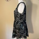 Hinge  Black Blue Sleeveless Floral Blouse Small Photo 2