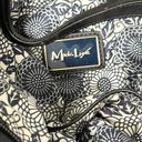 Moda Luxe Leather Hobo Purse Leather blue floral lining Zip Closure Black Grey Photo 6