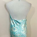 Blair  Delmonico Vintage Y2K Silk Floral Halter Top Aqua/ White S Photo 4