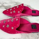 White House | Black Market  Pink Velvet Crystal Embellished Pointed Regency Mules 7 Photo 4