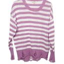 ee:some  Women's Pink purple White Stripe Distressed Sweater small NWOT Photo 2