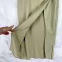 Oak + Fort Satin Midi Slip Skirt High Waisted Front Slit Bias Cut Elm Sage Green Photo 2