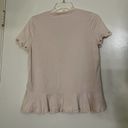 Kate Spade  New York pink crew neck cotton shirt ruffle hem size Small Photo 7