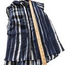 Habitat  Clothes to Live In Button Up Blouse Blue Striped‎ Collar Women's Size XS Photo 9