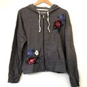 Mudd  Floral Embroidered Zip Up Hoodie Gray Blue Maroon Flower Y2K JUNIORS Large Photo 2