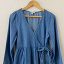 American Eagle Size Large Tall Blue Denim Chambray Wrap Dress Photo 1