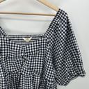 Time And Tru  Top Women 0X NWT Navy Blue White Gingham Short Sleeve Sweetheart Photo 2