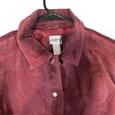 Chico's  Red Maroon Leather Suede Collared Button Front Jacket Women Sz 2 Sz M Photo 4