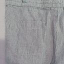 Talbots  Size 12 Linen Blend Pull On Drawstring Pants Blue White Stripe Flowy Photo 4