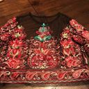 NWOT~ Beautiful Embroidered Mesh Top XS Red Photo 6