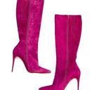 Christian Louboutin  Suede Magenta Pointed Toe Mid Calf Boots Size 39.5 Photo 0