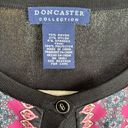 Doncaster  Cardigan Womens XS Multicolor Paisley Print Button 3/4 Sleeve Sweater Photo 5