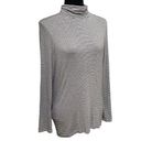 Tahari  Gray Black Striped Stretch Turtleneck Shirt Size Small Photo 1