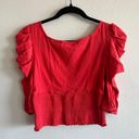 Free People Red Ruffled Blouse Photo 1