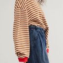 Free People NWT  We the Free Classic Striped Oversized Crewneck - Coffee Combo L Photo 4